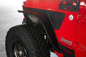 Jeep Gladiator JT Fender Flares - Front - DV8 Offroad - Slim, Micro-texture, Dual Stage Daytime Running Lights - Black - `20-`23